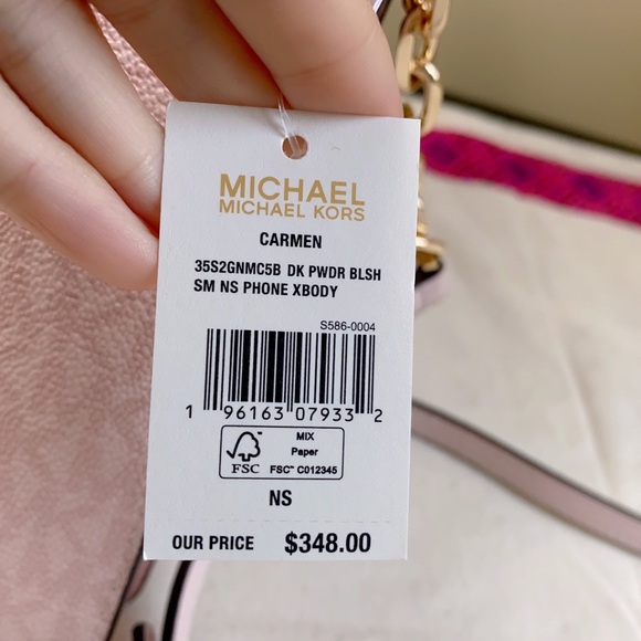 Michael Kors Carmen Phone Crossbody Bag in blush pink - Picture 3 of 7